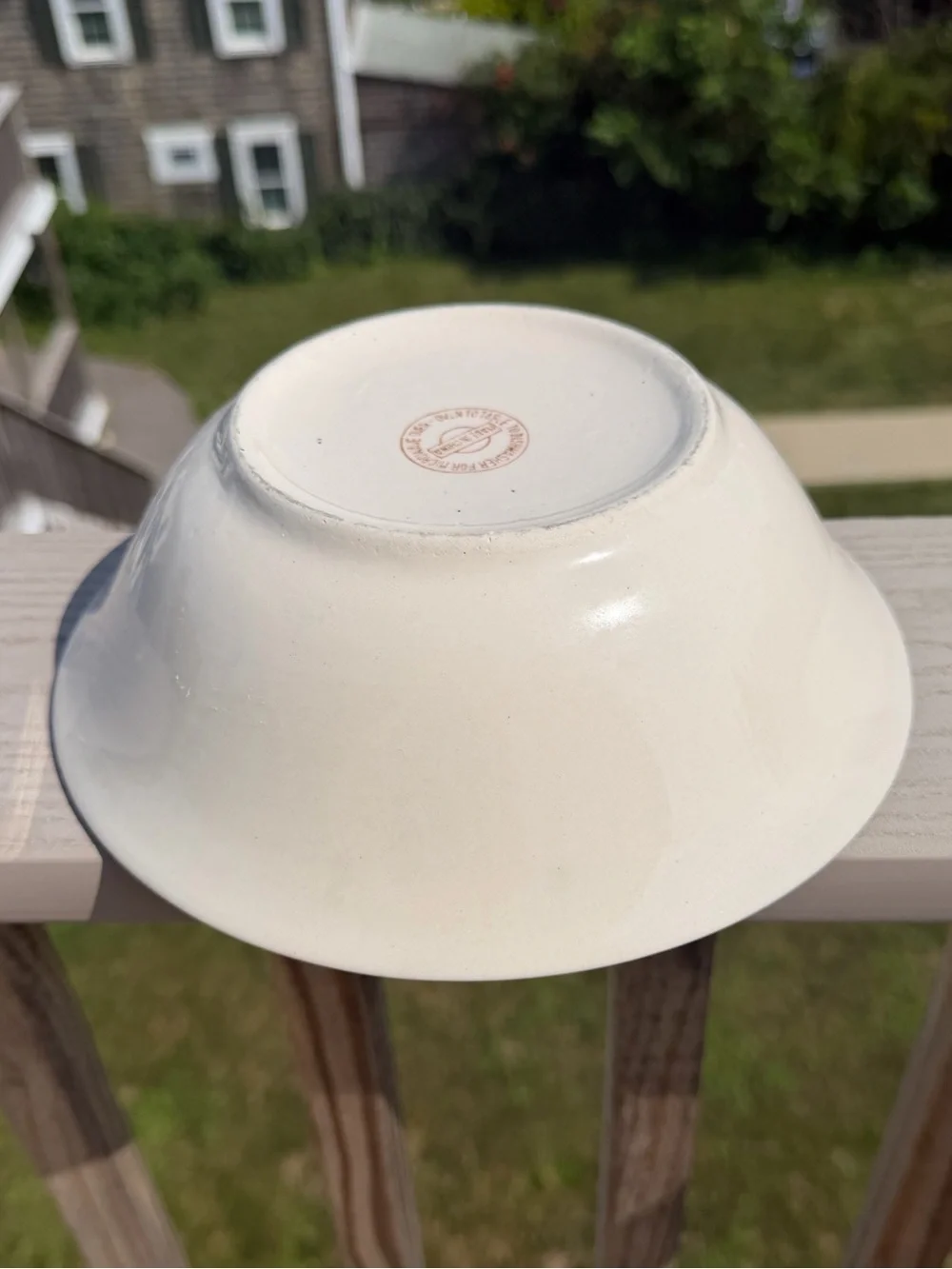 Vintage Prinetti Glossy Stoneware Serving Bowl, Orange Band Ring 9